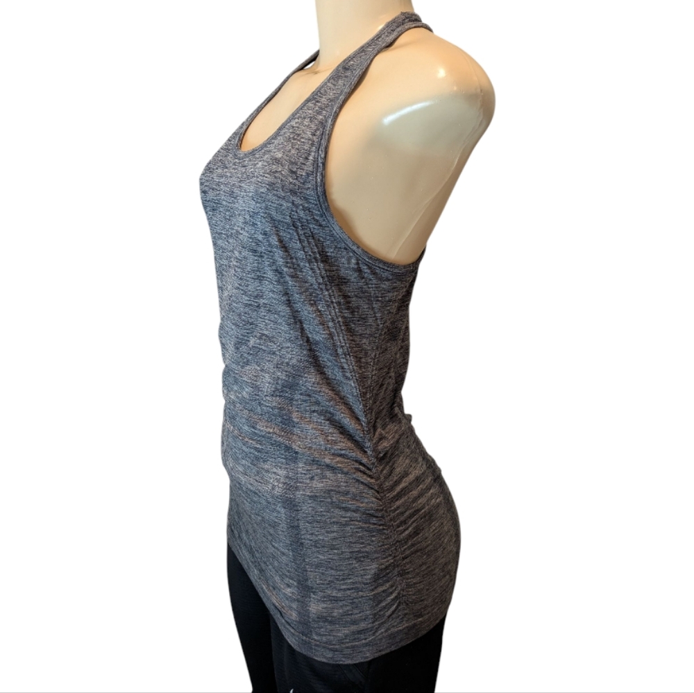 Athleta Racer Back Side Ruched Long Heather Gray Stretch Tank Top Women's Small - Picture 7 of 15